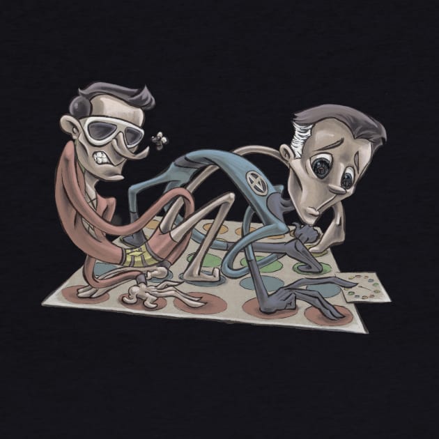 Plastic Man and Mr. Fantastic playing Twister by majanation